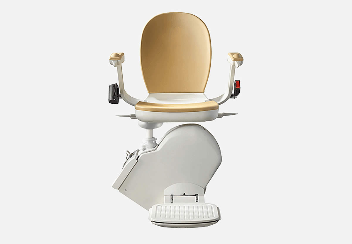 Straight stair lift on a staircase